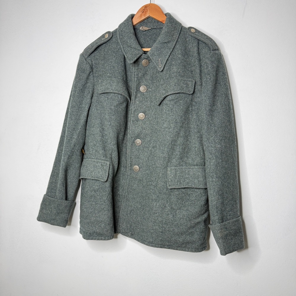 Vintage Swiss Military Wool Field Jacket Gray Green Cross Buttons Size 40 II/48 - Picture 3 of 17